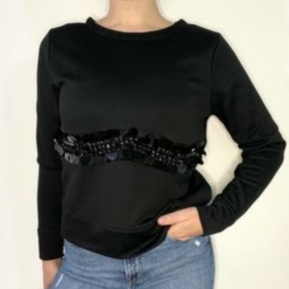 Zara Sequin Long Sleeve Blouse